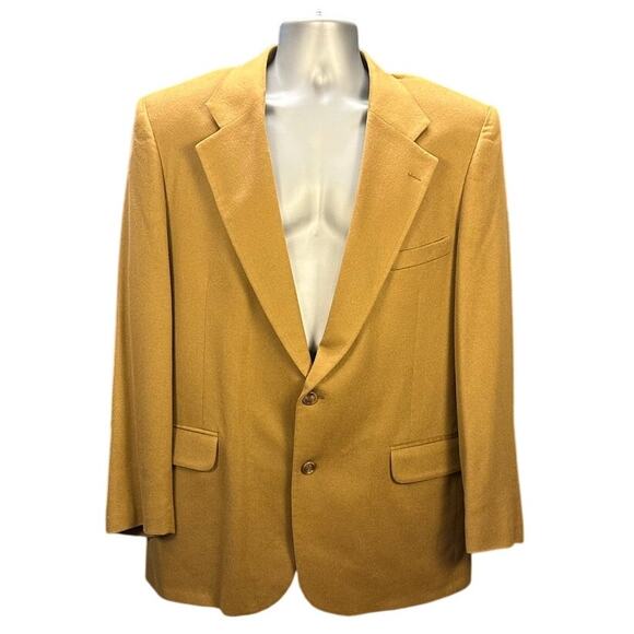 Vintage American Trend Tan Cashmere Two Button Front Sports Jacket 44R - Picture 1 of 8